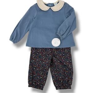 Edgehill Collection Floral Strawberry Peter Pan Collar Outfit Baby Girl Sz 18 M